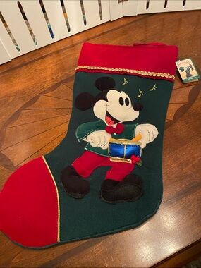 Vintage Disney Large 20” Felt 3 D Mickey Little Drummer Boy Stocking